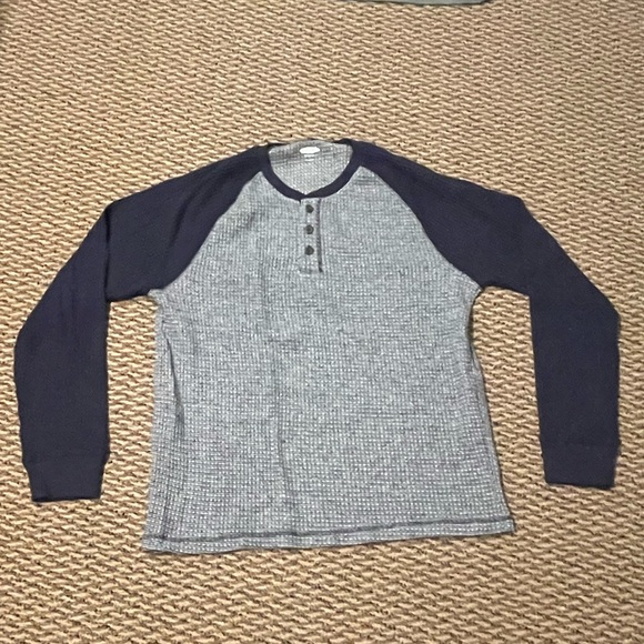 NWOT old navy blue and white Henley - Picture 2 of 4